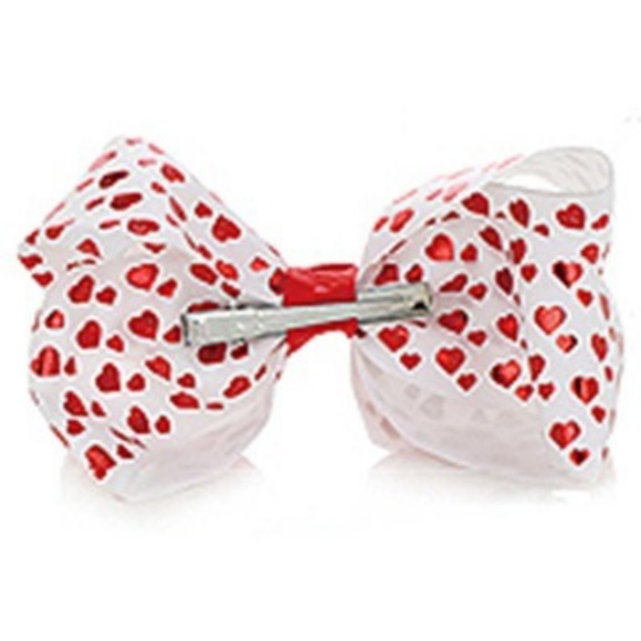 ❤️SALE NEW Girls Kids Valentines Day Red Heart Big Hair Bow Big Hair Clip - Picture 3 of 4